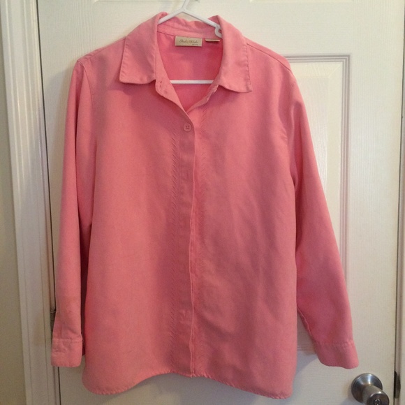 Studio Works Tops - Pink Faux Suede Shirt Blouse Sz PL Studio Works